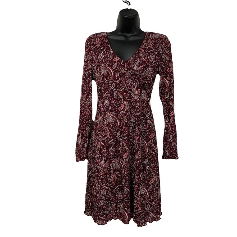 Old Navy Dress Floral Filigree Red Burgundy Pink